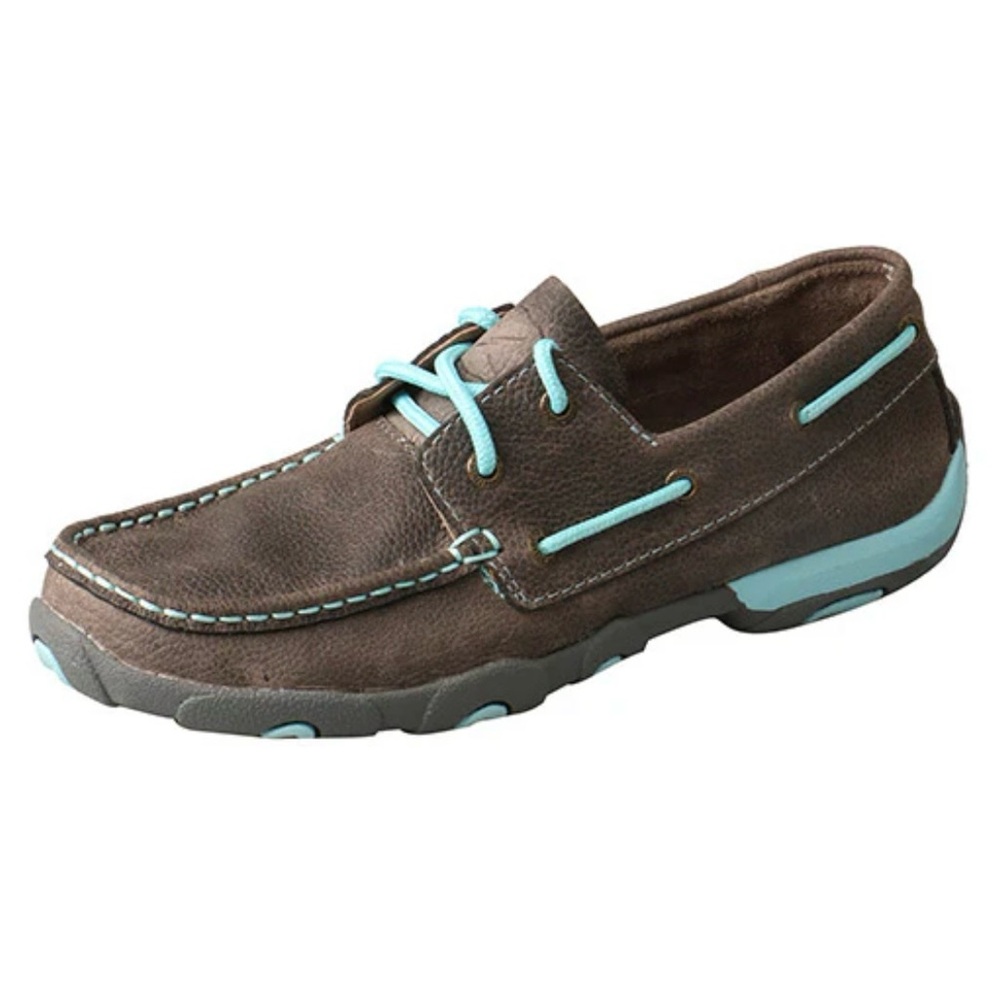 NWT- Women’s Twisted X Driving Moc/ Boat Shoe - Grey/Light Blue-WDM0098-Size 8.5 - Picture 3 of 7